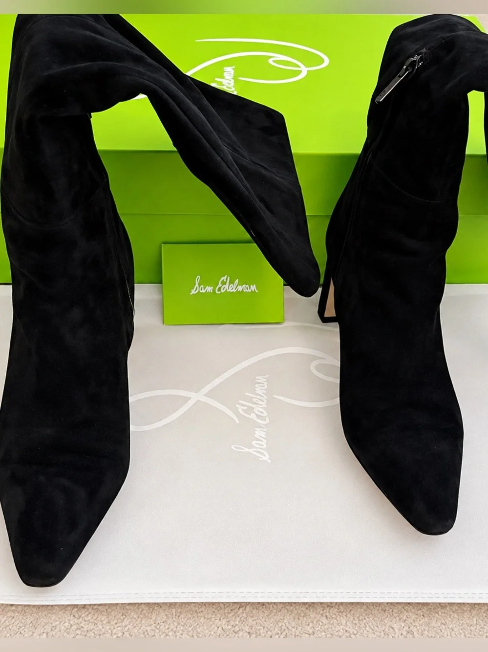 Sam Edelman Sylvia Black Suede Boots Size 7